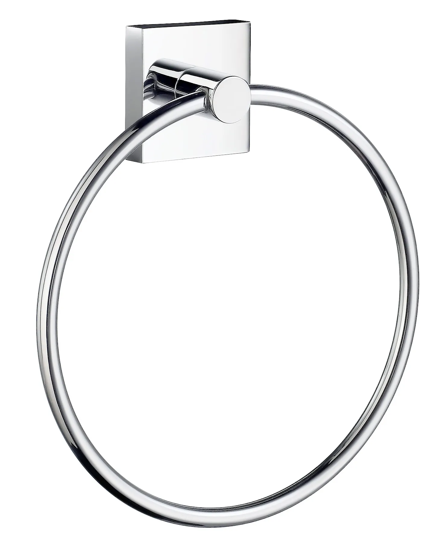 Handduksring i kromad finish med rund design och väggfäste.