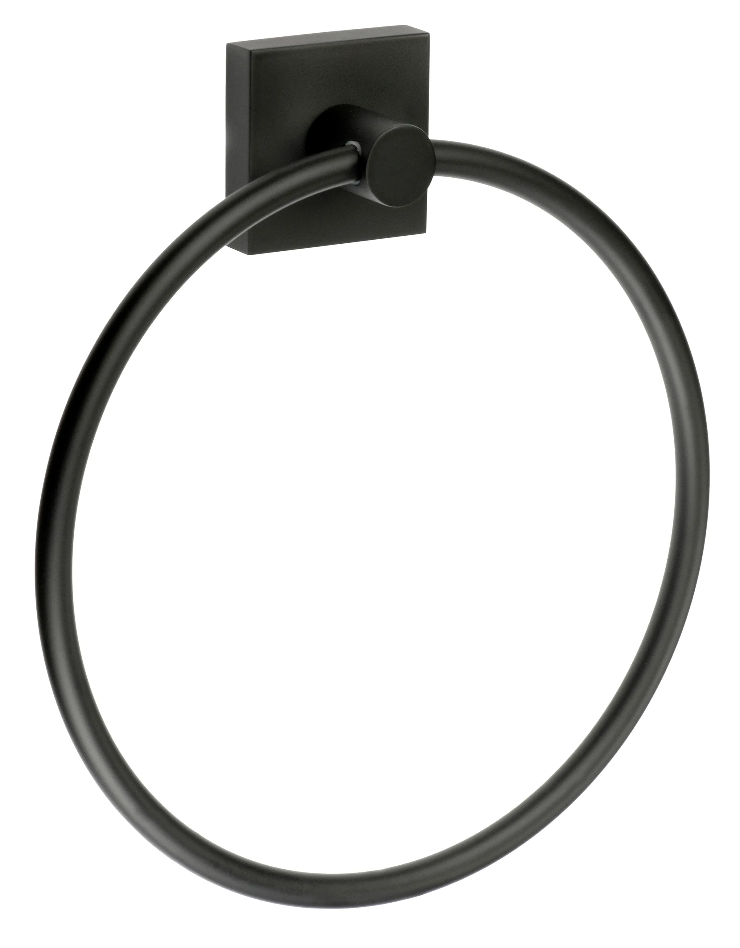 Svart handduksring med väggfäste i fyrkantig design.