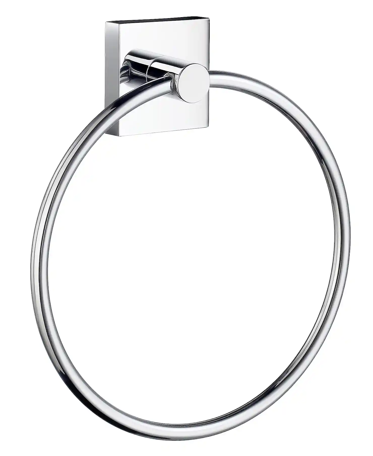 Handduksring i kromad finish med rund design och väggfäste.