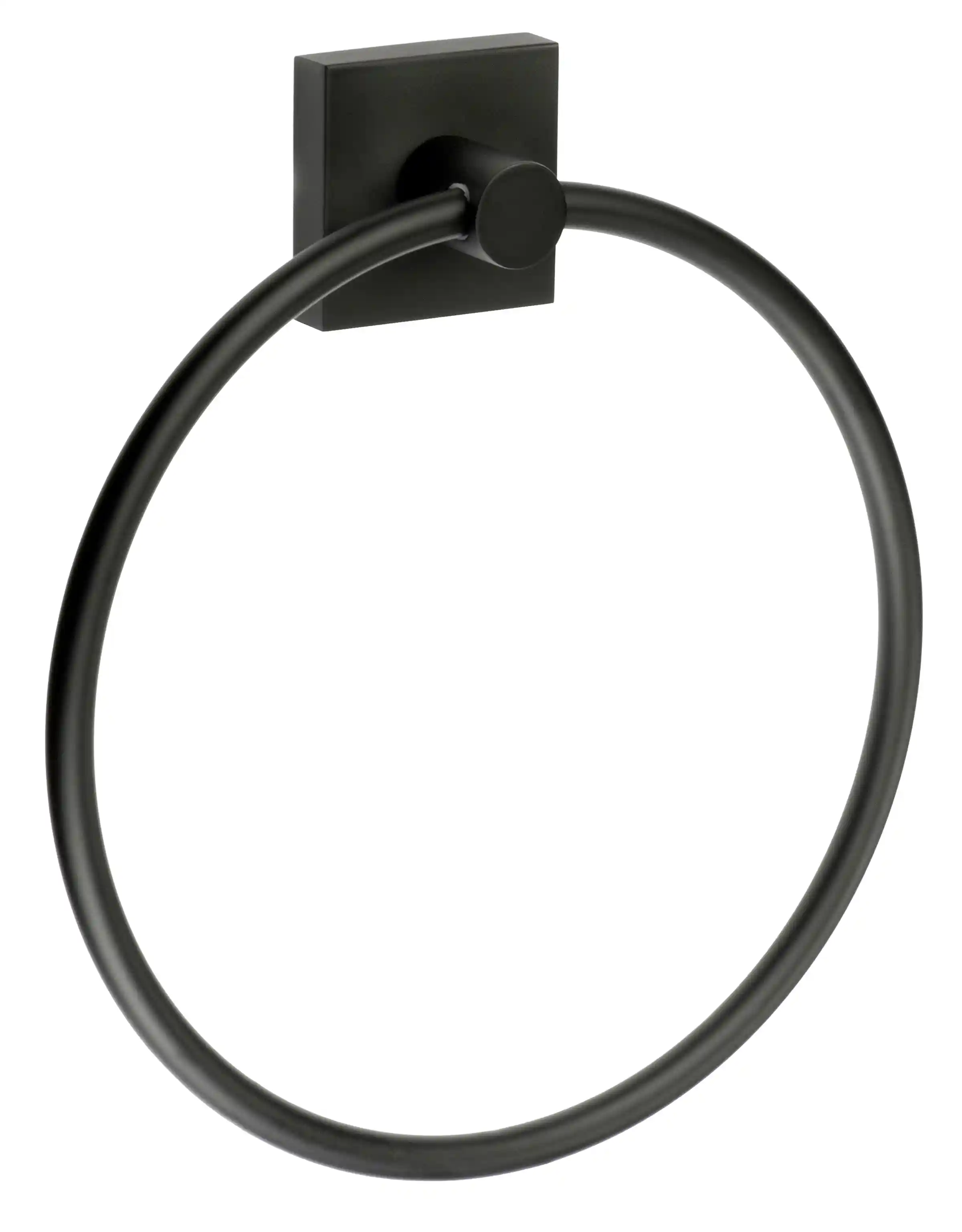 Svart handduksring med väggfäste i fyrkantig design.